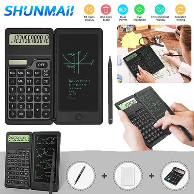 Folding Scientific Calculator Solar/Battery Dual Powered Scientific Calculator With Writing Tabletfor Students Teacher Engineer