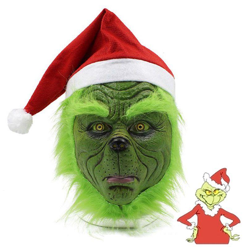 Rascal Grünes Monster Der Grinch Maske Mit Weihnachtsmütze Für Erwachsenen Cosplay Spaß