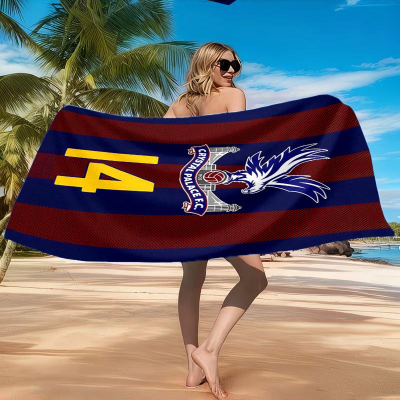 Kristall Fc Wappen Aufgedrucktes Mikrofaser Strandtuch, Weich Und Saugfähig, Schnelltrocknend, Ideal für Sommerreisen, Strand-Essentials, Schwimmbad