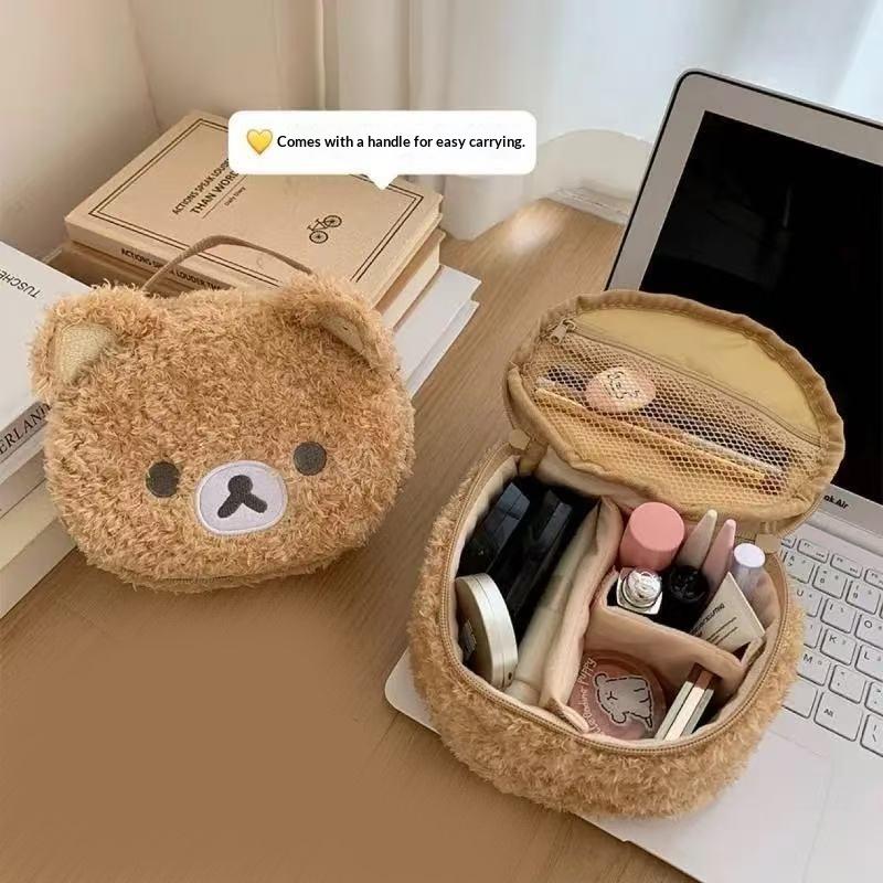 Portable Plushes Makeup Case Cartoon Bear Cosmetic Bag Women Jewelry Storage Pouch Large Capacity Travel Organizer Pouch