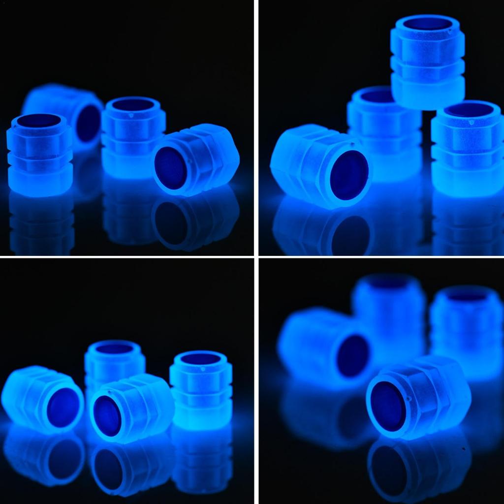 Mdikawe Night Glow Tire Valve Cap,Glow Tire Air Cap,Fluorescent Emitting Stem Cap Universal Tire
