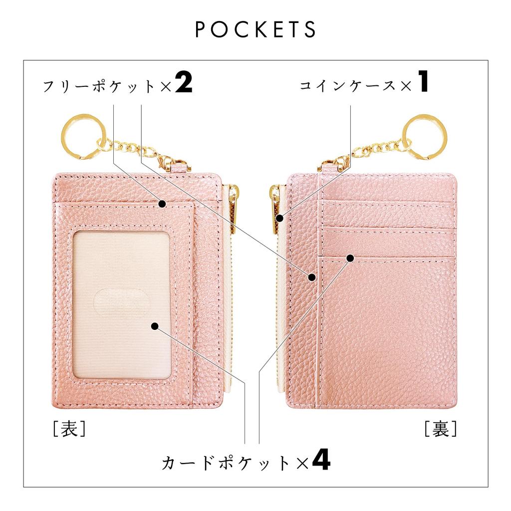 Leo&Aoi Genuine Leather Pass Case for Women, Card Case, IC Card Case, Wallet with Coin Purse, Card Storage, Slim and Compact, PC1-P1-04, Elegant