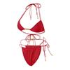 Costum de baie bikini triunghiular sexy pentru femei, culoare solidă, cu șireturi, două piese