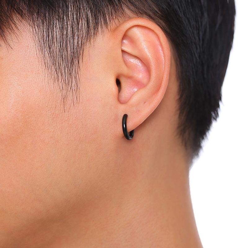 Vnox Simple Classic Hoop Earrings for Women Men Glossy Stainless Steel Small Huggie Earrings Unisex Casual Jewelry