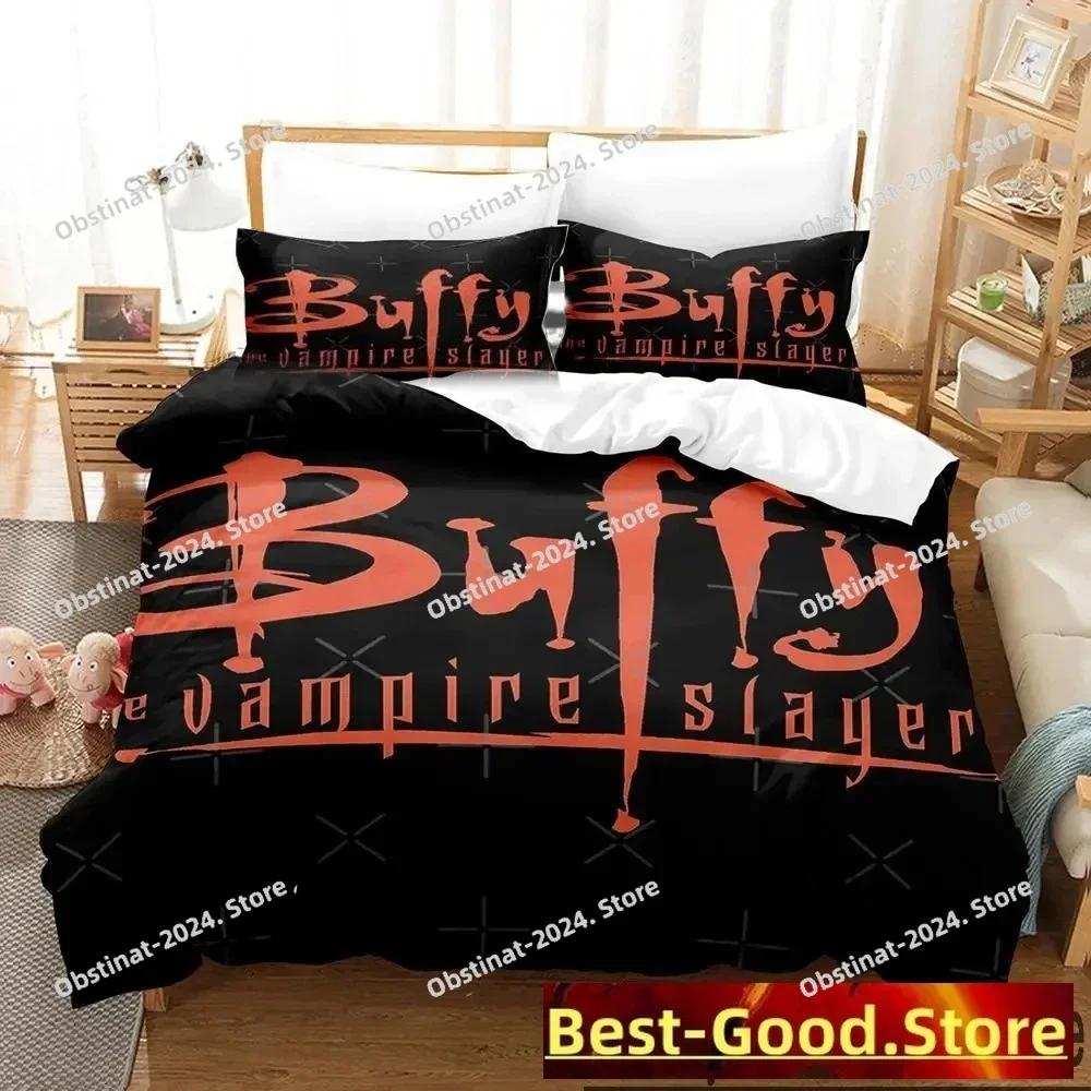 3D-Druck Buffy – Der Vampirjäger Bedrucktes Bettwäsche-Set Bettbezug Kissenbezug Bettwäsche-Set Bettlaken Bettbezug Voll Queen-Size
