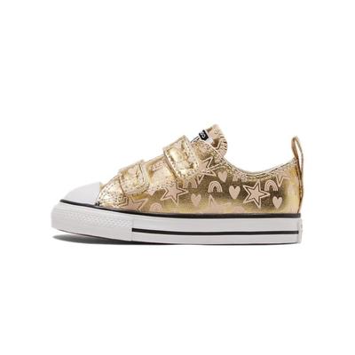 All Star 2V Canvas Star Print Low Top Walker Shoes Baby Sneaker Gold 772477C