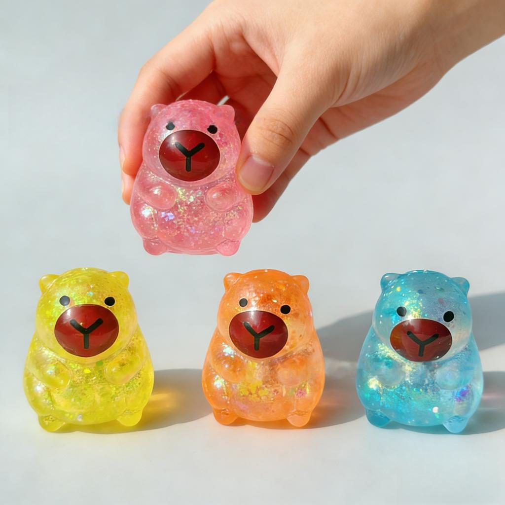 Kawaii Capybara Squishy Geschenkbox 4er-Pack Weicher TPR Fidget Stressball Angstlinderung Partygeschenke