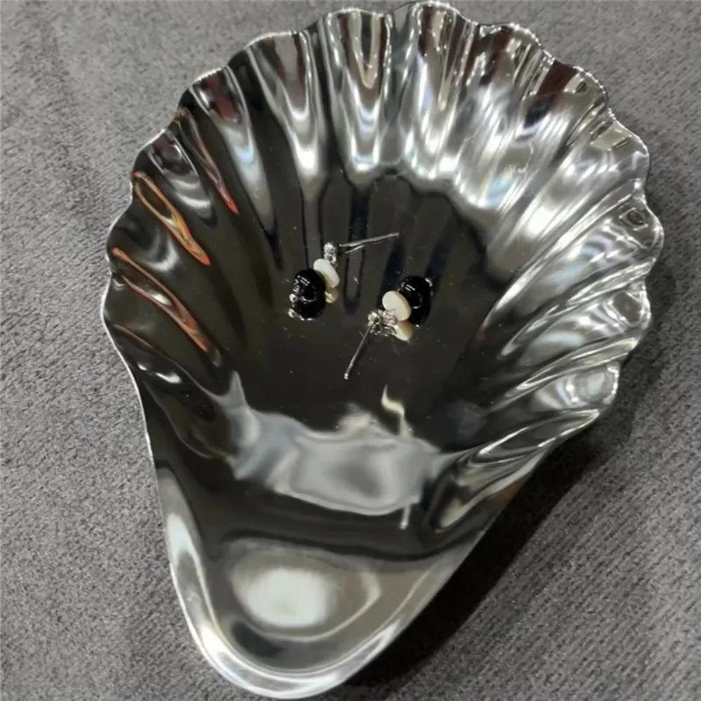 304 Stainless Steel Shell Shaped Dessert Dish Rust-proof Retro Cheese Dish French Style Decorative Condiment Plate