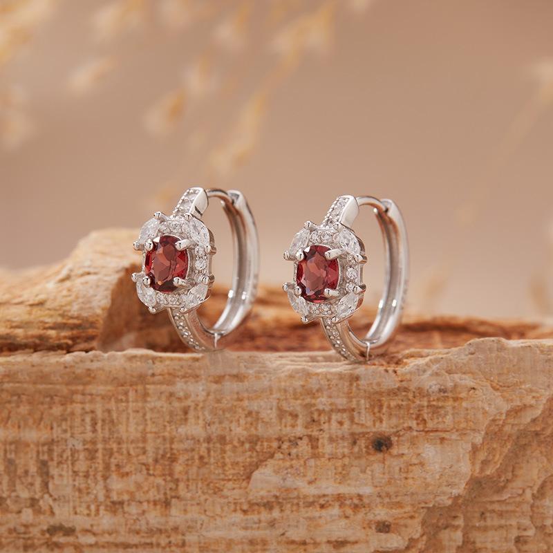 Natural Sapphire Garnet Olivine Topaz Diopside Stud Earrings Women'S Earrings Ear Buckles S925 Sterling Silver