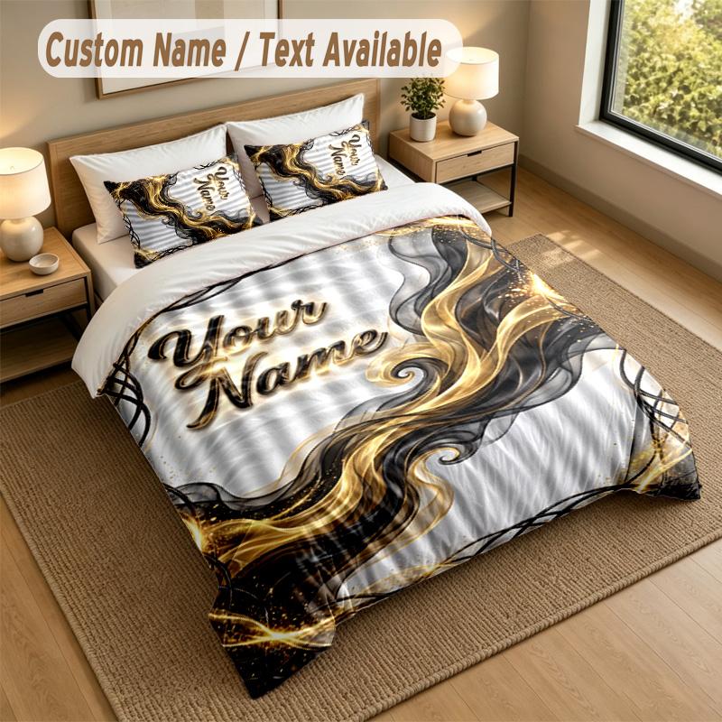 Decorative Artwork Theme Personalized 3Pcs Bedding Set Custom Text & Name 1 Sheet 2 Pillowcases Household Bedding 1pc