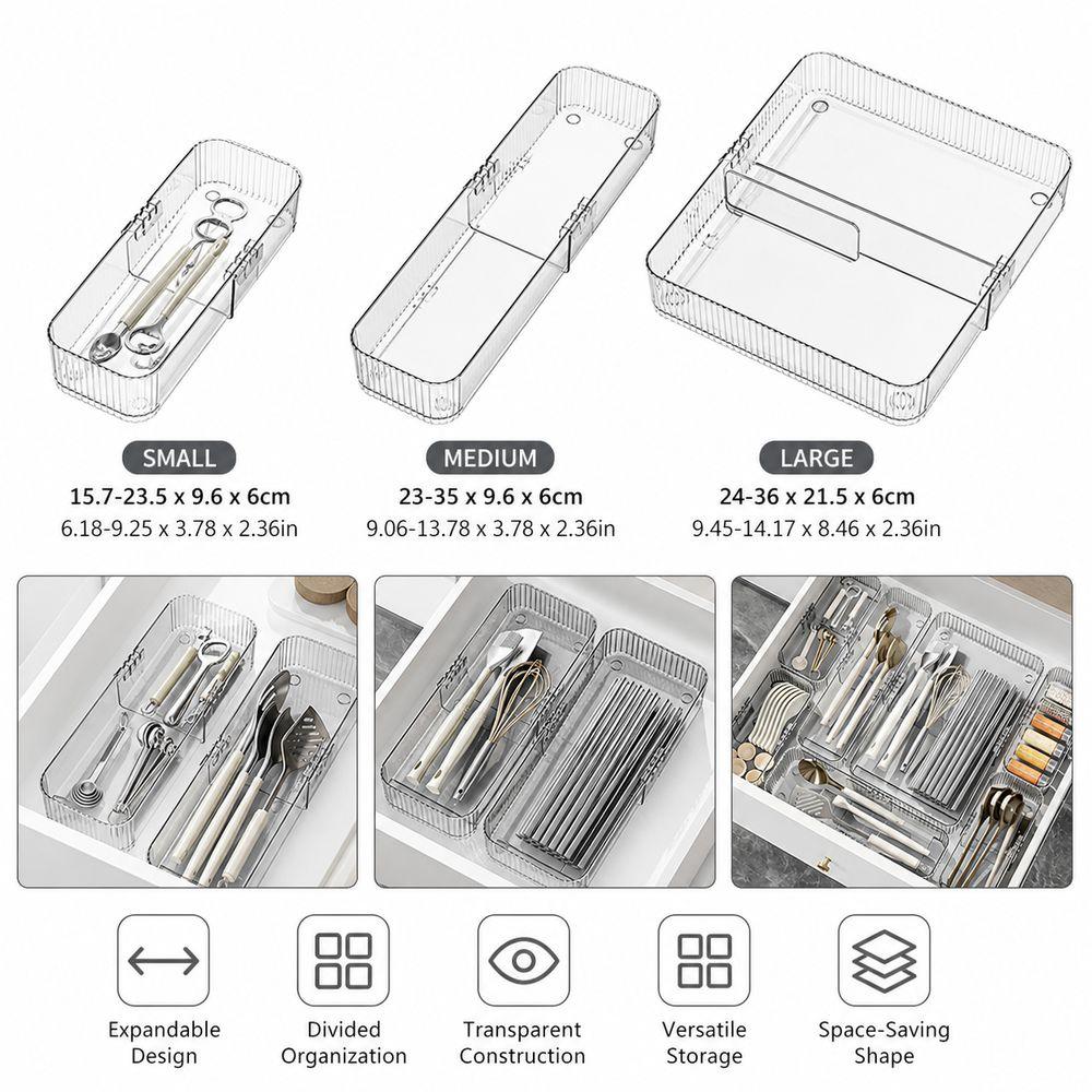 Divided Drawer Tray Transparent Drawer Storage Bin Multifunctional Divider Box
