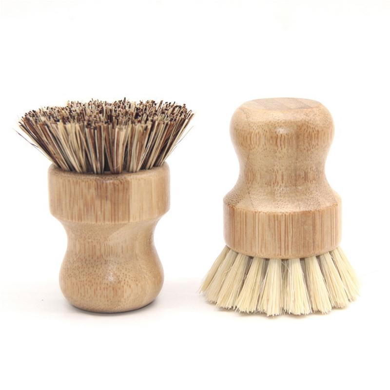 Bambus Spülbürsten  Küchen Holz Reinigungsbürsten zum Waschen von Gusseisenpfanne/Topf Natürliche Sisalborsten