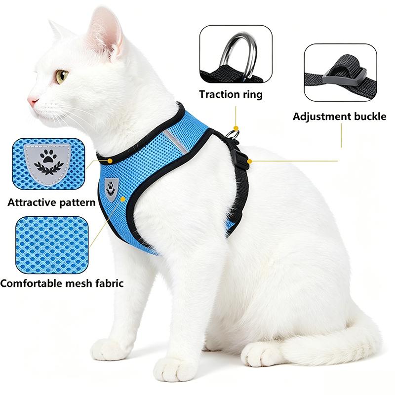 Katzenleine und Geschirr Katzenzelt Kätzchen Geschirr Riemen für Katzen Halsband Ausbruchsicheres Haustier Weste Geschirr Hundehalsband MBD01