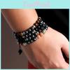 Black Creative Tiger Hematite Eye Sandstone Bracelet With Handmade Rope