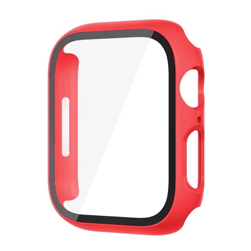 Glass+Cover For Apple Watch case 44mm 40mm 45mm 41mm 42mm 38mm correa Screen Protector iwatch series 9 8 7 SE 3 case Accessories