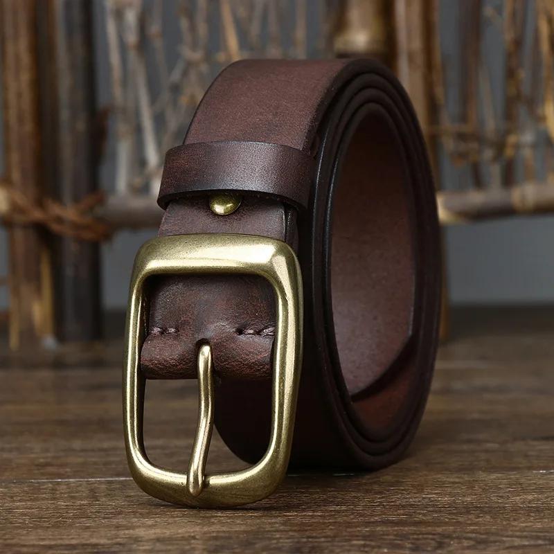 Top Cow Genuine Leather Belts for Men Luxury Designer High Quality Fashion Style Vintage Brown Cowboy Male Belt Jeans Cintos