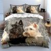 Pet Decor Scottish Terrier Set Soft Skin-Friendly Bedding Set Includes 1 Duvet Cover And 2 Pillowcase Gift