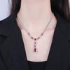 Jewelry Copper Plated Real Gold Simulation Red Corundum Blue Spinel Versatile Chain Premium Banquet Necklace Women'S 8 * 10