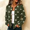 Cardigan de Tricô Casual Feminino com Estampa de Bolinhas, Manga Longa, Fechamento Frontal com Botões, Casaco Suéter para Outono
