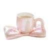 Bow Knot Coffee Cup Saucer Set Light Luxury Ceramic Mug Couple Afternoon Tea Coffee Cup Nordic Home Breakfast Milk Cup Gifts