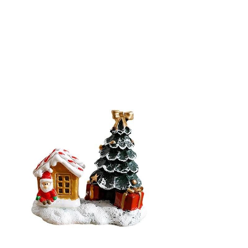 Casa Miniatura de Resina de Natal Boneco de Neve Decoração Cênica Para Display Festivo de Mesa