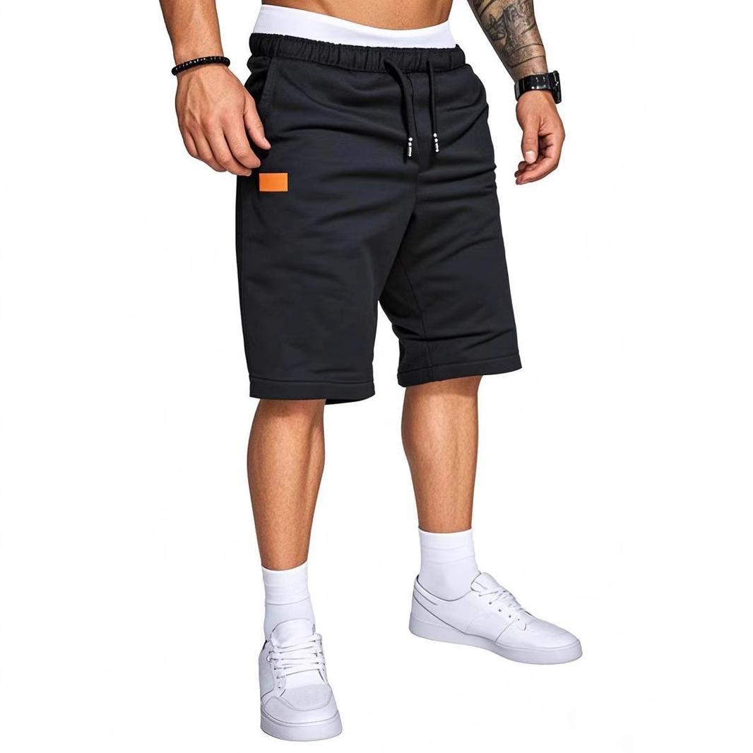 

New Work Shorts Men S Fall Splicing Solid Color Casual Sports Loose Straight Pants Men S S чорний