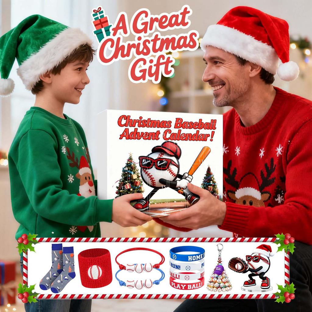 23denní vánoční adventní kalendář, baseballové hračky pro děti a teenagery, překvapení dárkové krabičky pro chlapce, dívky a teenagery, baseballové doplňky a dekorace
