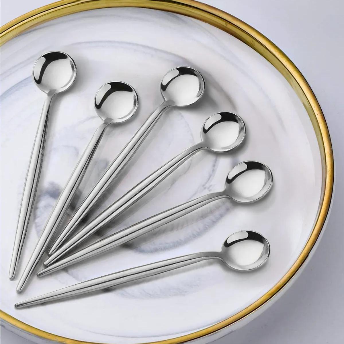 

Набір 6 круглих срібних чайних ложок Lux - Spoon 13 cm