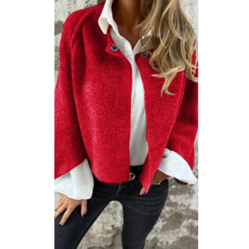 Spring and Autumn Thin Section Loose Short Cashmere Jacket Coat Women   Cashmere Warm Casual Long-sleeve Jacket Fashion Single Buckle Coats