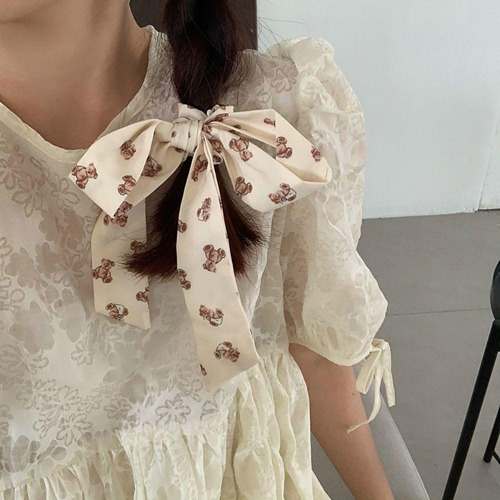 

Gift Hair Accessories Korean For Women Bear Bow Scrunchies Hair Band Ponytail Holder Hair Rope