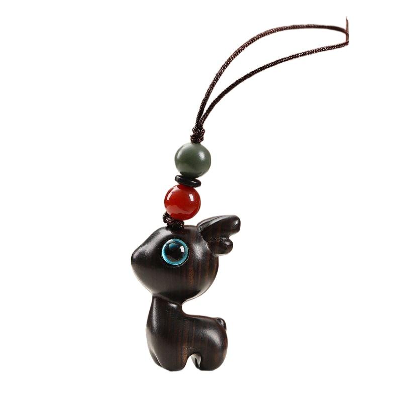 Sandalwood Deer Car Keychain, Pendant, Couple Phone Pendant, USB Disk Chain Hanger, Gift