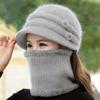 New Women Winter Hat Keep Warm Mom Cap Add Fur Lined Warm Set Hat For Female Casual Rabbit Fur Bucket Knitted Hat