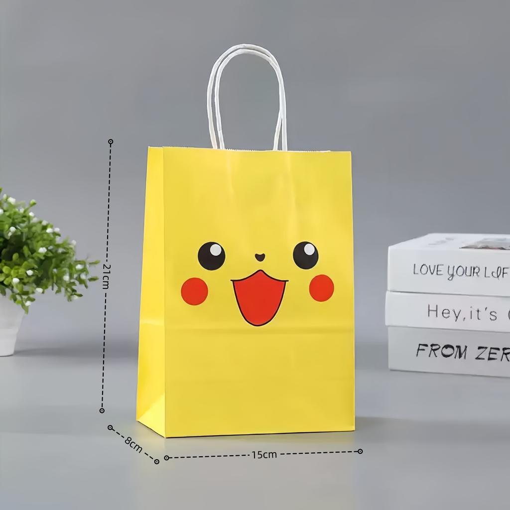 Pokemon Gift Bags Birthday Party Decoration Pikachu Candy Paper Bags Goody Biscuit Package Kids Boys Favors Gifts Party Supplies