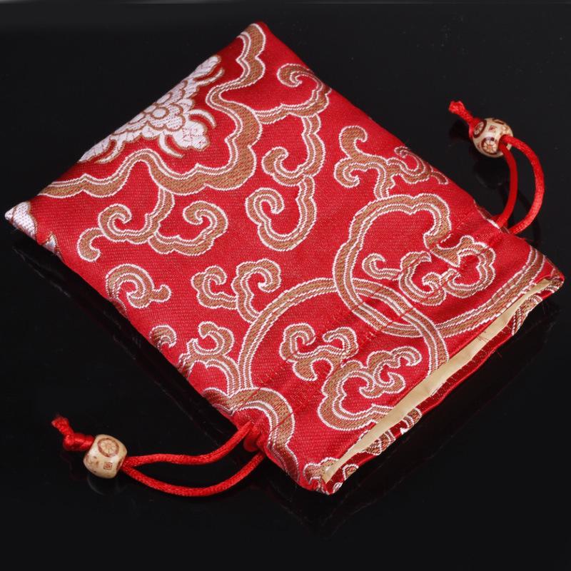 Silk Satin Jewelry Drawstring Bag - Small Brocade Storage Pouch