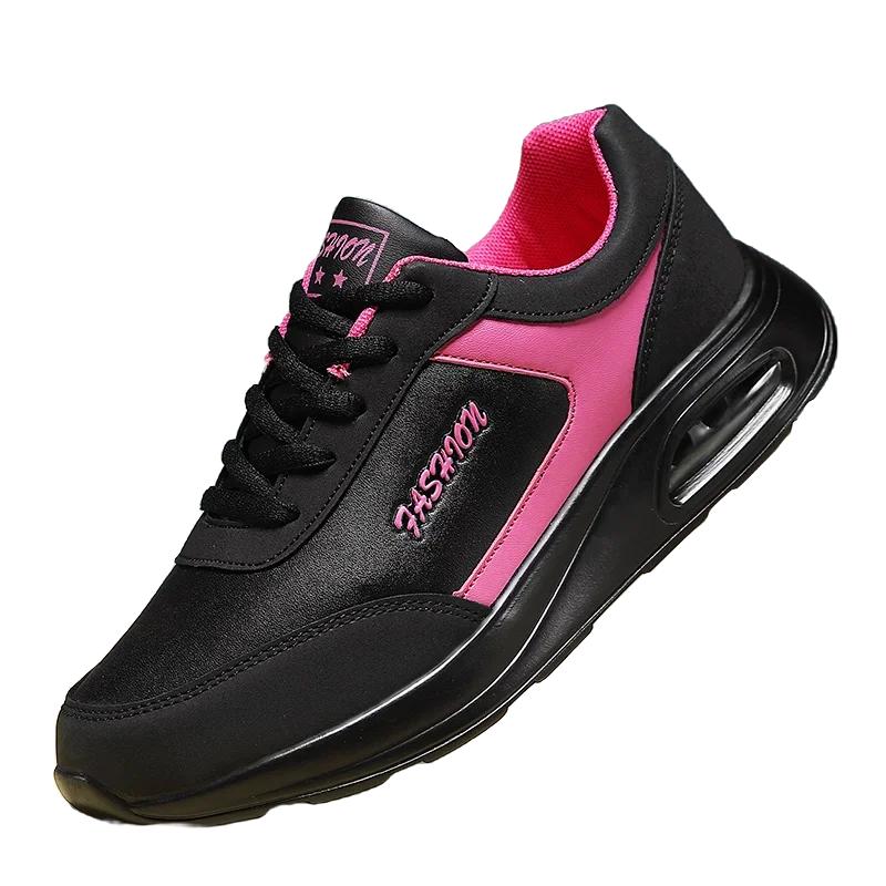 Ladies Non-Slip Jogging Shoes Lightweight Leather Waterproof Running Shoes Women Four Seasons Fashion Cushioning Casual Sneakers