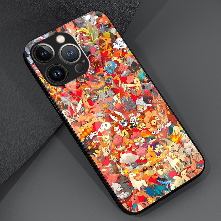 Pokemon Pikachu Phone Cover Glass Case for iPhone 17 Pro Max 11 Air 12 8 16 XR 14 13 15 Plus