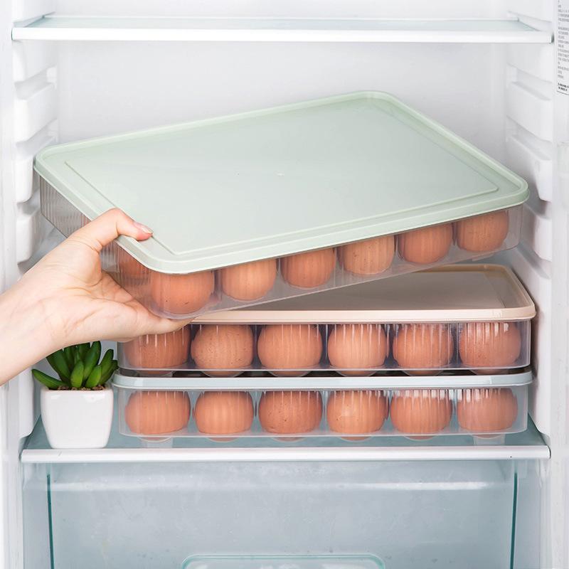 Food Containers Box Egg Storage Refrigerator Organizer Drawer Dumpling Food Fresh-keeping Case Holder Tray Kitchen Accessories