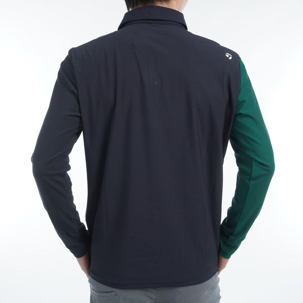 TaylorMade Color Block Long Sleeve Polo Shirt, Navy, Size M, Men's, 2024FW UN352
