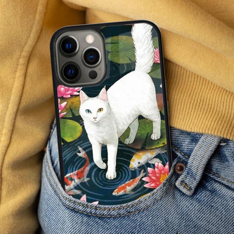 Cute Cat Painting Soft Phone Case for iPhone 17 Air 16e Pro max 15 Pro 13 14 Plus 11 12 MagSafe Magnetic Coque