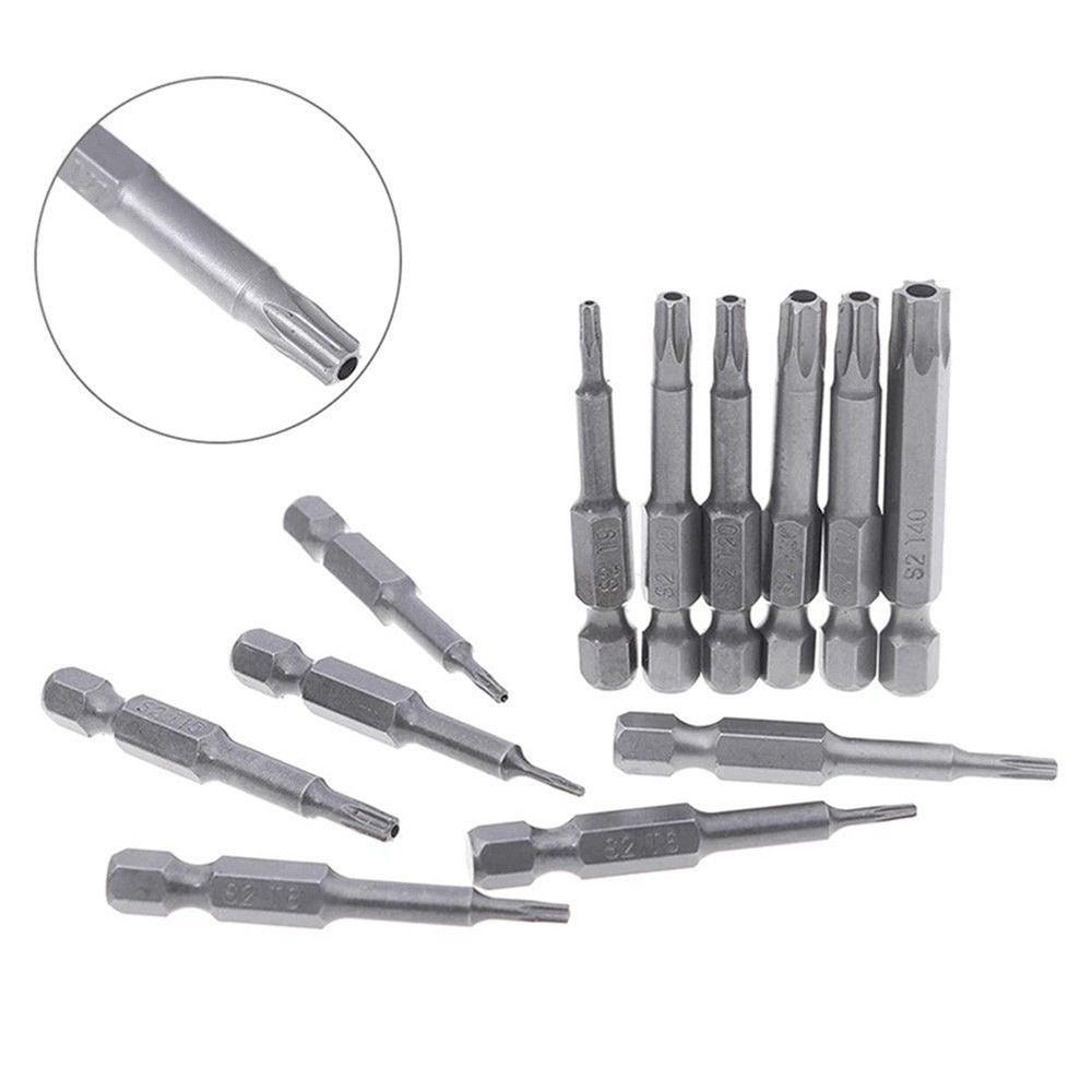 12Pcs/Set with Hole Electric Screw Driver Bit Set 50mm Torx Bits New Torx Screwdriver Bit