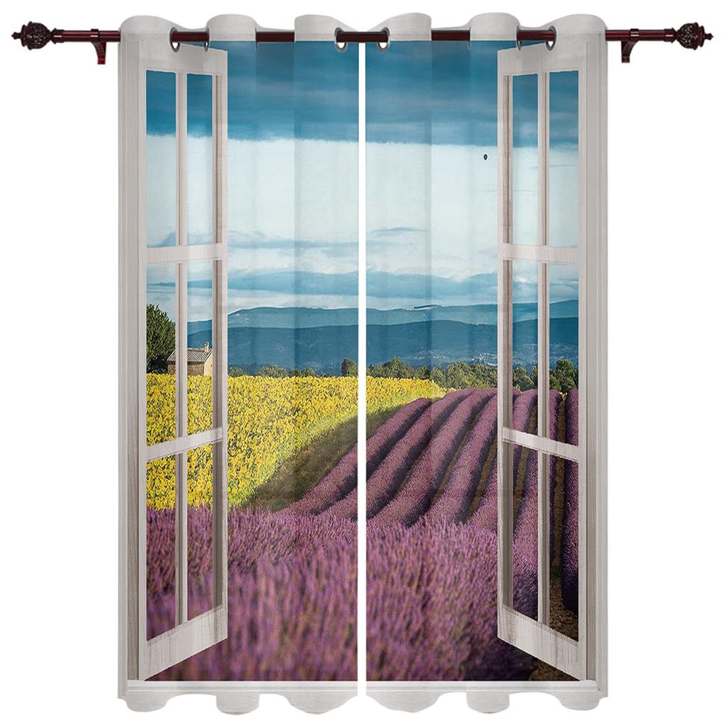 Μωβ Λεβάντα Λουλούδια Πεδίο Καρέκλα Κουρτίνες Παραθύρου Κουρτίνες Κουζίνας Πάνελ Διακόσμησης Σπιτιού Κουρτίνες για Σαλόνι Κουρτίνες για Υπνοδωμάτιο