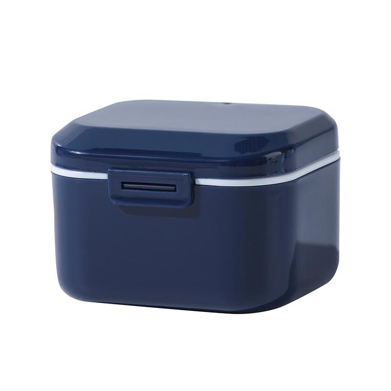 

Braces Storage Box Dentures Soaking Cleaning Box Invisible Retainer Drain Layered Portable Jewelry Storage Box Household Goods синий