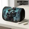 1pc Gothic Rose Flip Top Pencil Case Suitable for School & Office, Large Capacity Thickened Oxford Bag with Double Zipper Closure, Multifunctional Cos