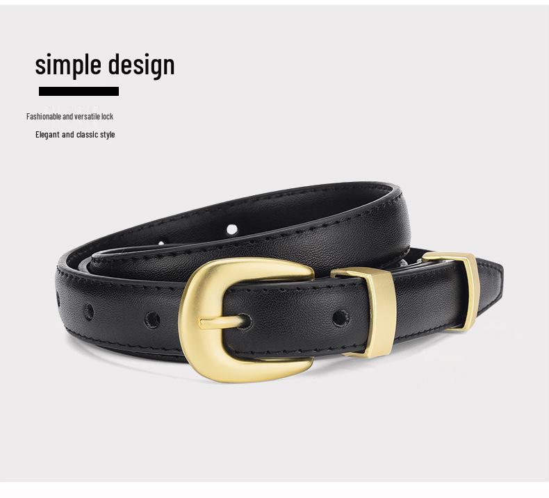 Women's Versatile Leather Belt with Pin Buckle for Jeans - Light Luxury Style