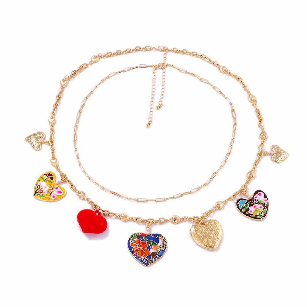 Bohemian Premium Design Alloy Drip Multi-Love Pendant Double Stacked Wear Chain Women's Necklace