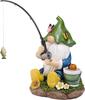 Valery Madelyn Gardening Earth Fairy Solar Garden Outdoor JP Figurine, Fishing, Light, Light, EG1305-0057