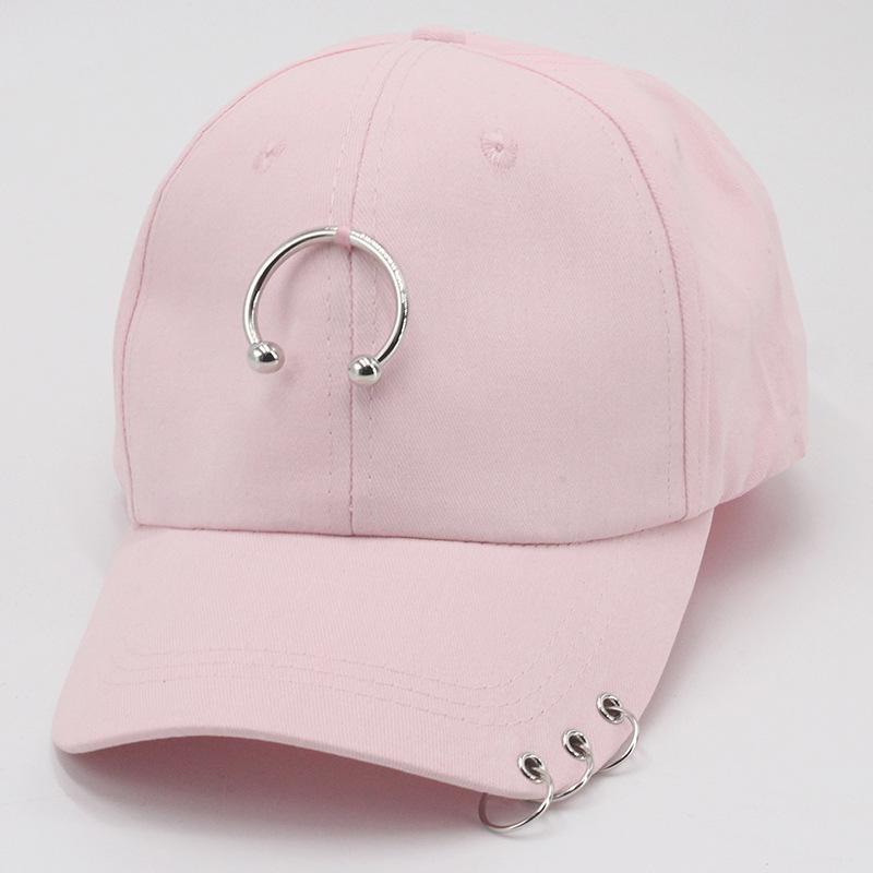 Dad Hat Creative Piercing Ring Baseball Cap Punk Hip Hop Caps Cotton Adult Casual Solid Adjustable Unisex Caps