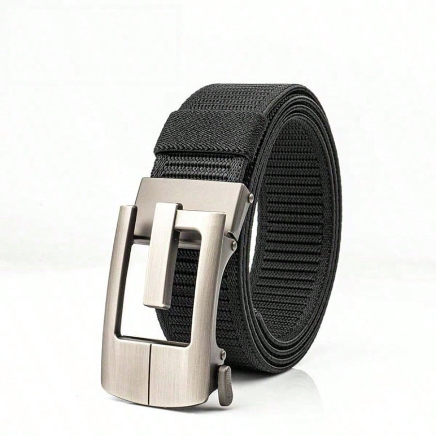 Fashionable Outdoor Sports Versatile Non Perforated Automatic Buckle Canvas Belt Men's Tactical Pants Belt Belt