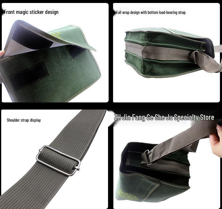 Durable Multifunctional Canvas Electrician Tool Bag - Large Size, Wear-Resistant, Single Shoulder Design