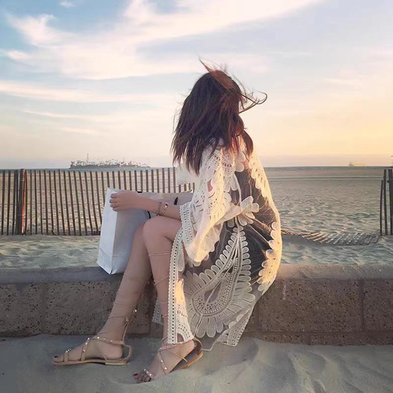 Plus Size Lace Cardigan Bikini Cover-Up - Extra Long, Lightweight Mesh